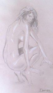 Voir le détail de cette oeuvre: Femme nue en marron accroupie